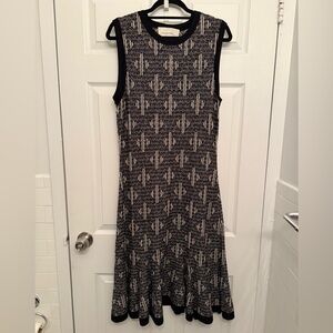 Carolina Herrera Black and White Geometric Midi Dress